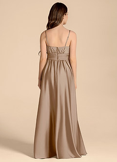 Azazie Catalina Junior Vestido de Gris Pardo de Satén Elástico de Corte en A con Escote de Corazón image2