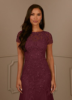 Azazie Laurie Mother of the Bride Dresses Cabernet Mermaid Scoop Sequins Tulle Dress image7