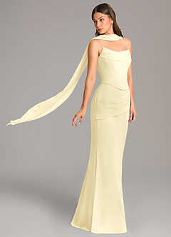 Azazie Sorrel Bridesmaid Dresses Lemon Sorbet Mermaid Corset Chiffon Dress image3