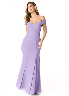 Azazie Lecia Bridesmaid Dresses Lilac Empire Off-The-Shoulder Pleated Chiffon Convertible Dress image1