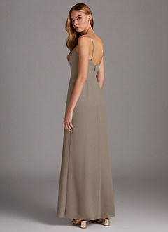 Azazie Tayla Bridesmaid Dresses Taupe Sheath Square Neckline Chiffon Dress image2