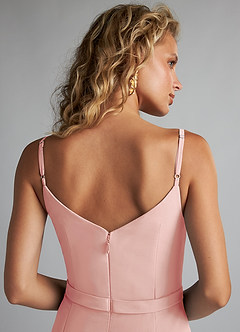 Azazie Summer Bridesmaid Dresses Rosette Mermaid Scoop Cowl Chiffon Dress image6