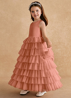 Azazie Twinkle Toes vestidos de niña de las flores Vestido de Mai Tai de Tul de Corte En A con Lazo image4