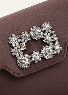 front Matchende farve stretch satin krystallås kuvert clutch