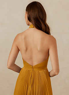 Christian Siriano Bridal for Azazie 1007 Bridesmaid Dresses Butterscotch A-Line Pleated Stretch Satin Dress image7