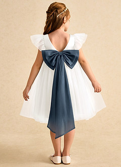 Azazie Munchkin Flower Girl Dresses Ivory Neptune A-Line Bow Tulle Dress image1