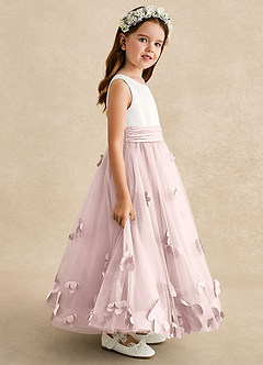 Azazie Vi Flower Girl Dresses Blushing Pink A-Line Sleeveless Tulle Dress image7