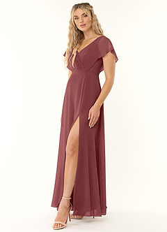 Azazie Rylee Bridesmaid Dresses Amethyst A-Line Pleated Chiffon Dress image3