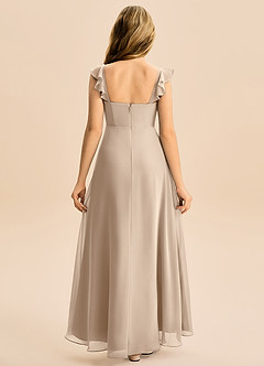 Azazie Mavie Junior Abito A-Line in Chiffon Increspato Taupe image2