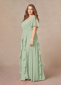Azazie Watson Mother of the Bride Dresses Dusty Sage A-Line V-Neck Chiffon Dress image8
