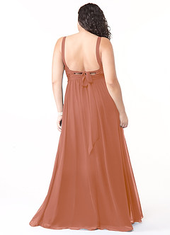 Azazie Aziza Bridesmaid Dresses MAI TAI A-Line V-Neck Pleated Chiffon Dress image8