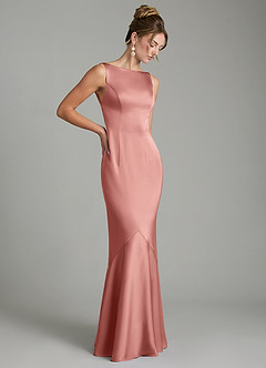 Azazie Tamera Robes de demoiselle d'honneur Robe Sirène en Satin extensible Plissé Rosette image7