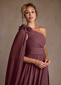 Azazie Lancaster Mère de la mariée Robes Robe Trapèze en Mousseline de soie Ue épaule Sangria image4