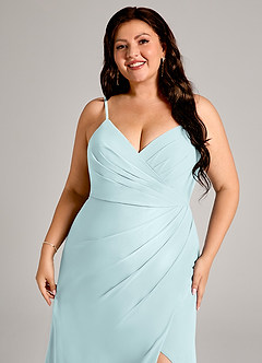 Azazie Maci Bridesmaid Dresses Mist Sheath Pleated Chiffon Dress image12