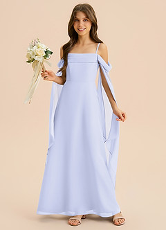 Azazie Moana Junior Linia A Pofałdowany Szyfon Długość podłogi Młodsza druhna Sukienka image4