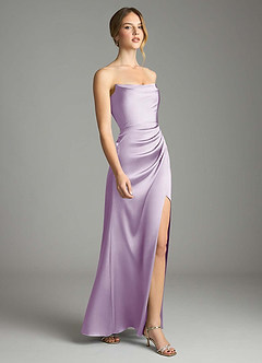 Azazie Leonis Bridesmaid Dresses Frosted Lilac Mermaid Pleated Stretch Satin Convertible Dress image6