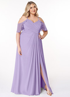 Azazie Dakota Bridesmaid Dresses Lilac A-Line V-Neck Pleated Chiffon Dress image9
