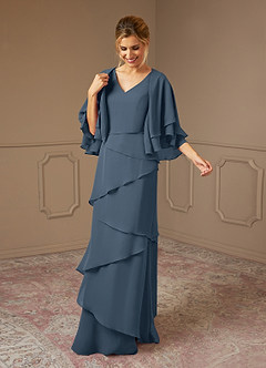 Azazie OHara Mother of the Bride Dresses Neptune A-Line V-Neck Chiffon Dress image3