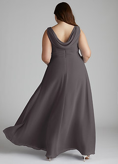 Azazie Karina Bridesmaid Dresses Steel Grey A-Line Pleated Chiffon Dress image9