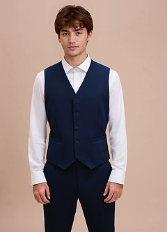 front Ethan Blue Refined Weave Suit Vest