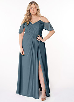 Azazie Dakota Bridesmaid Dresses Twilight A-Line V-Neck Pleated Chiffon Dress image6