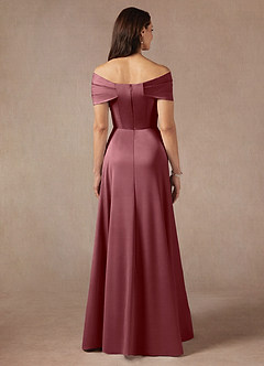 Azazie Amelia Mother of the Bride Dresses Desert Rose A-Line Off the Shoulder Stretch Satin Dress image6