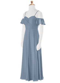 Azazie Juna Junior Dusty Blue A-Line Off the Shoulder Chiffon Dress image8