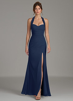 Azazie Destiny Bridesmaid Dresses Dark Navy Mermaid Sweetheart Neckline Chiffon Dress image3