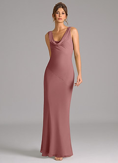 Azazie Rylina Bridesmaid Dresses Desert Rose Mermaid Pleated Chiffon Dress image3