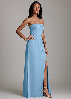 Azazie Aretha Bridesmaid Dresses Steel Blue A-Line Strapless Chiffon Dress image5