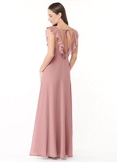 Azazie Yoko Brautjungfernkleider A-Linie Gestreift Chiffon Kleid Altrosa image2