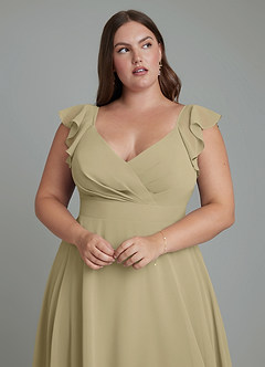 Azazie Leilani Bridesmaid Dresses Moss Green A-Line Pleated Chiffon Dress image11