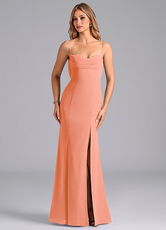 Azazie Wynni Brautjungfernkleider Meerjungfrau-Linie Korsett Chiffon Kleid Sonnenuntergang image4