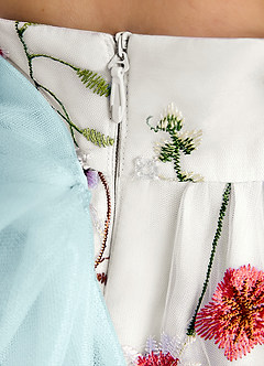 Azazie Peppa Flower Girl Dresses Ivory Sea Glass A-Line Sweetheart Neckline Tulle Dress image7