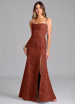 Azazie Saige Bridesmaid Dresses Terracotta A-Line Off the Shoulder Floral Burnout Convertible Dress image3