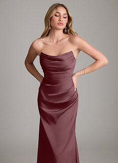 Azazie Lucille Vestidos de damas de honor Vestido de Sangrado de Satén Elástico de Corte Sirena Convertible con Sin tirantes image6