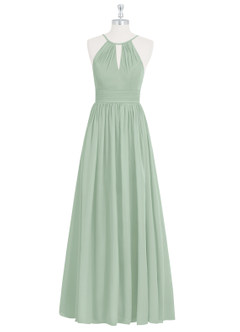 Azazie Cherish Bridesmaid Dresses Agave A-Line Pleated Chiffon Dress image6