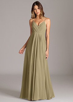 Azazie Amani Bridesmaid Dresses Moss Green A-Line Pleated Chiffon Dress image4