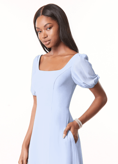 Azazie Alani Bridesmaid Dresses Ice A-Line Square Neckline Chiffon Dress image4