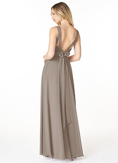 Azazie Julie Bridesmaid Dresses Taupe A-Line Sweetheart Neckline Chiffon Dress image2