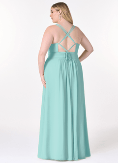 Azazie Farren Abiti da Damigella Abito Convertibile A-Line in Chiffon Plissettato Acqua image11