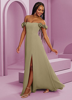 Barbie ♥ Azazie Bridesmaid Dresses Moss Green A-Line Off the Shoulder Chiffon Convertible Dress image7