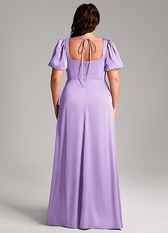 Azazie Fyona Bridesmaid Dresses Lilac A-Line Pleated Stretch Satin Dress image9