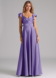 Azazie Leilani Bridesmaid Dresses Tahiti A-Line Ruched Stretch Satin Dress image3