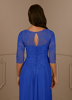 Azazie Harriet Mère de la mariée Robes Robe Trapèze en Maille Dentelle en forme d'anneau Bleu Roi image6