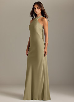 Azazie Doretta Bridesmaid Dresses Moss Green Mermaid Pleated Chiffon Dress image4