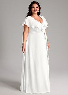 Azazie Lainey Bridesmaid Dresses White A-Line with Pockets Chiffon Dress image11