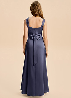 Azazie Kiki Junior Stormy A-Line Bow Stretch Satin Dress image2