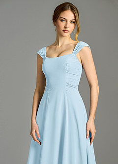 Azazie Oasis 신부 들러리 드레스 A라인 포켓이 있는 쉬폰 바닥 길이 드레스 image3