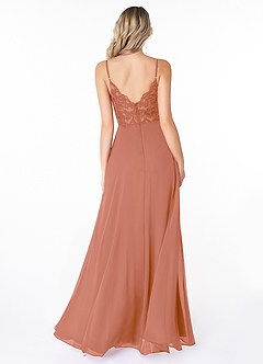Azazie Lena Brautjungfernkleider A-Linie Spitze Chiffon Kleid Mai Tai image2